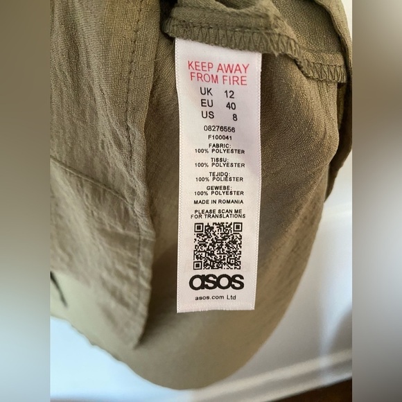 NWTs ASOS Mini Dress Sage Green Above Knee Resort Vaca Yacht Button Summer Boho - Picture 11 of 12